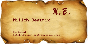 Milich Beatrix névjegykártya